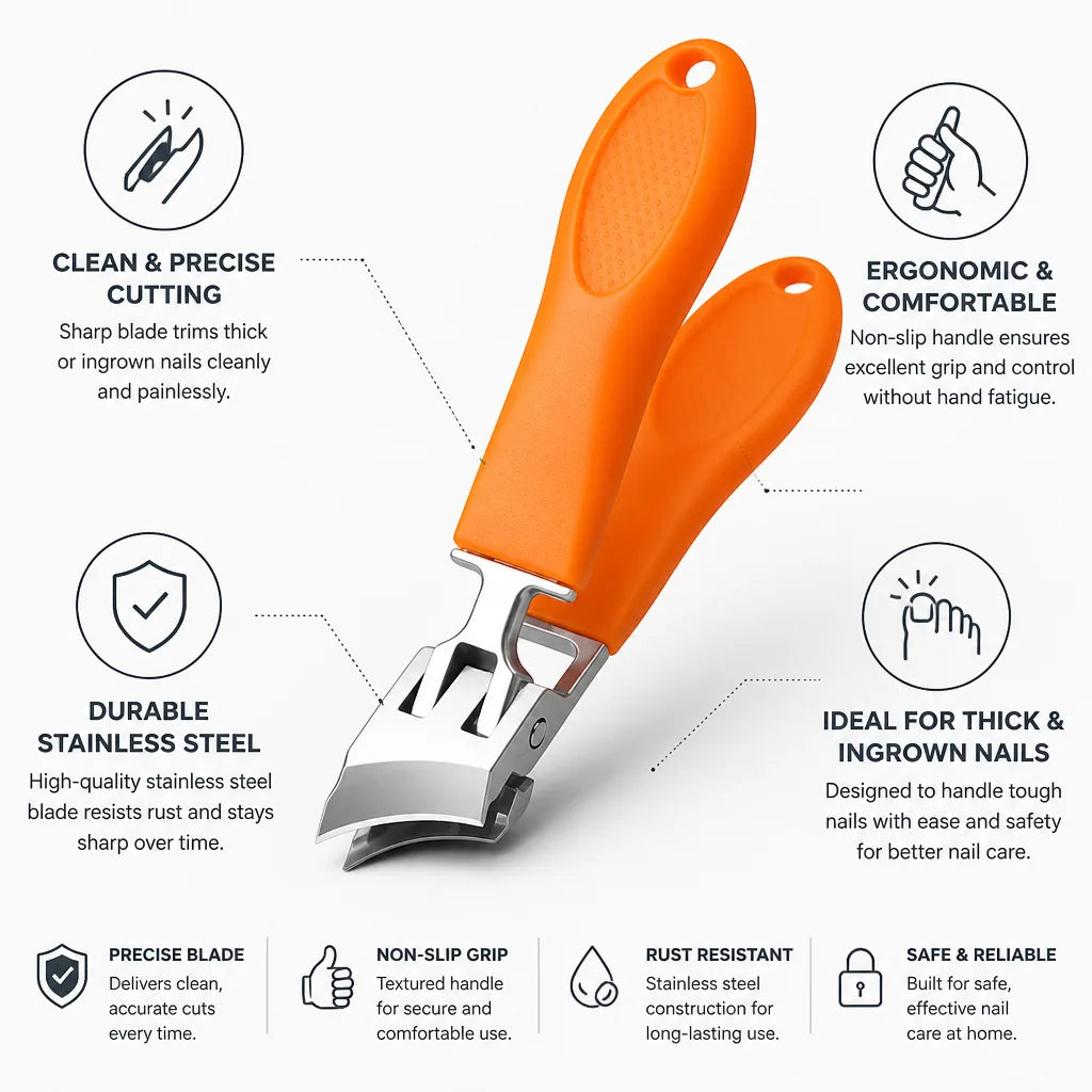 Toenail Clipper Thick & Ingrown Stainless Steel Blade