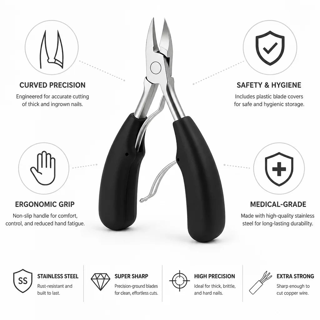 Toenail Nipper Precision Curved Jaws Stainless Steel