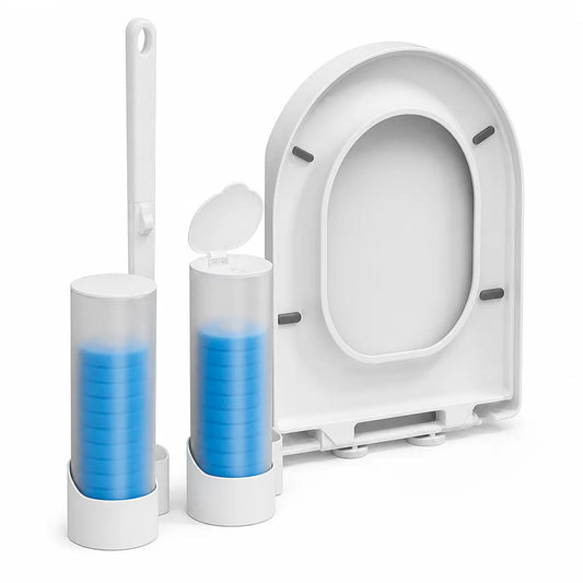Toilet Brush Kit Wall-Mount Holder & Disposable Heads