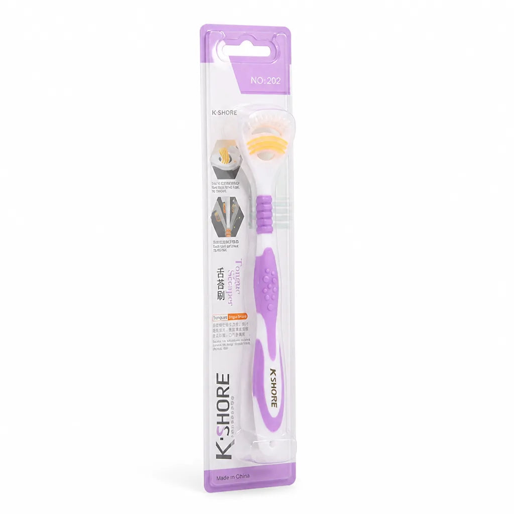 Tongue Cleaner Dual Brush & Scraper Soft Bristles