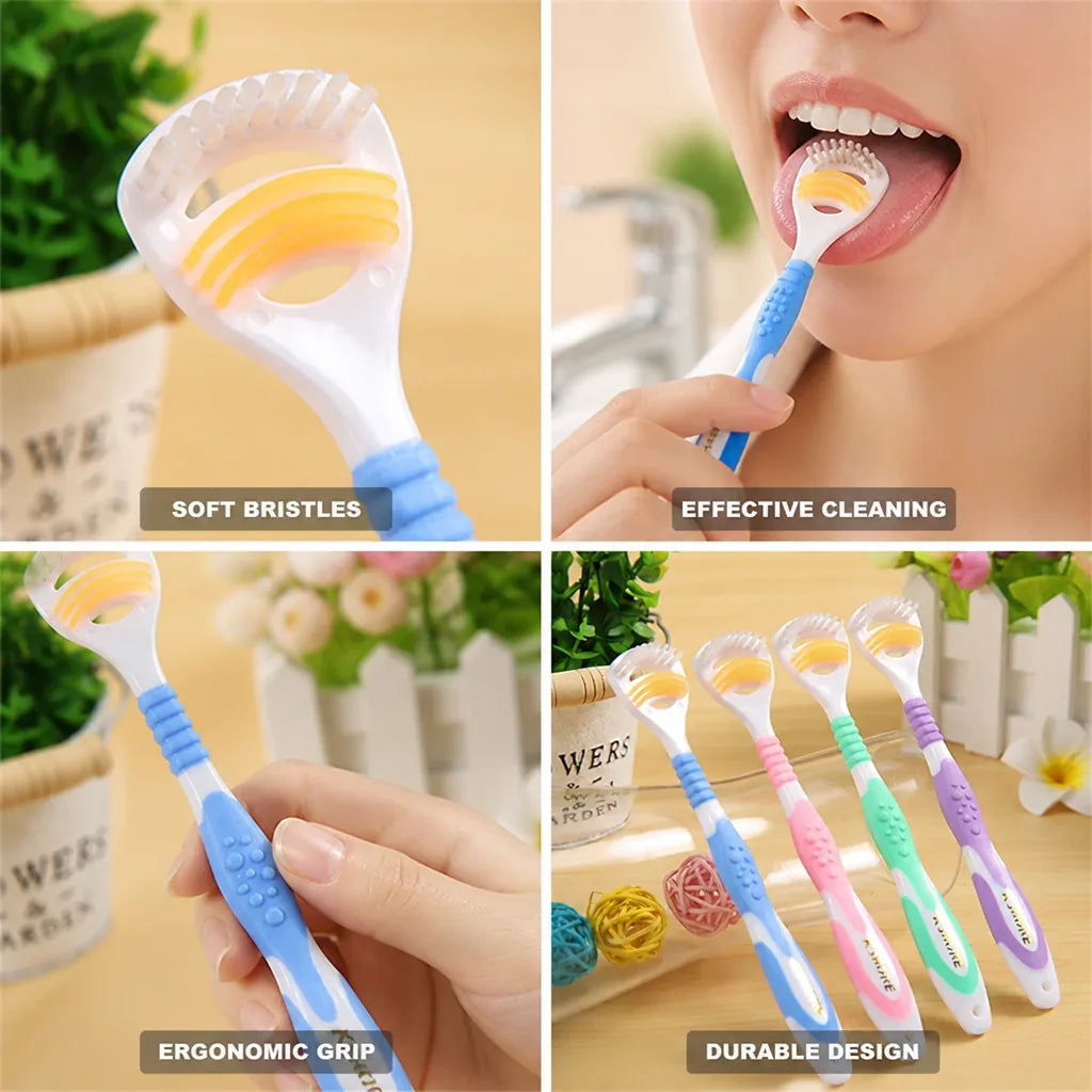 Tongue Cleaner Dual Brush & Scraper Soft Bristles