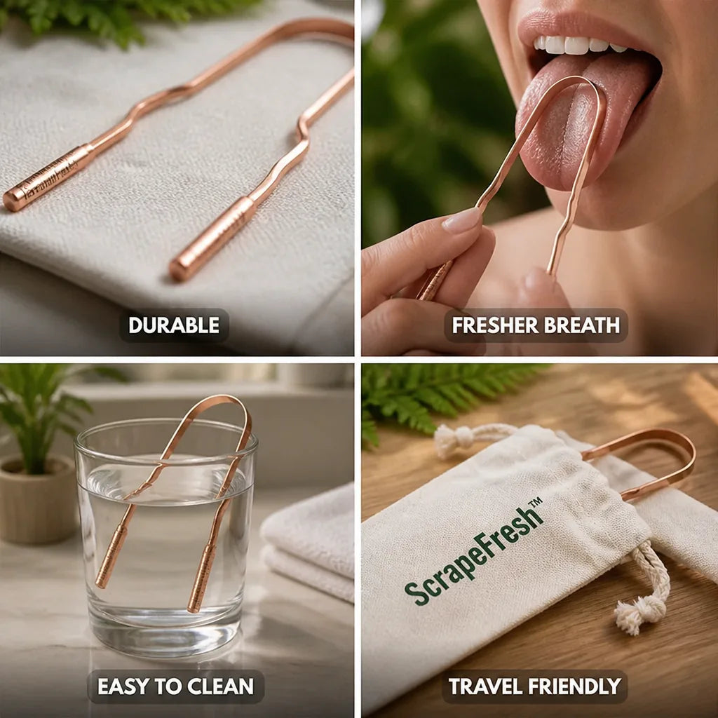Tongue Scraper Ergonomic Dual-Edge Stainless Steel