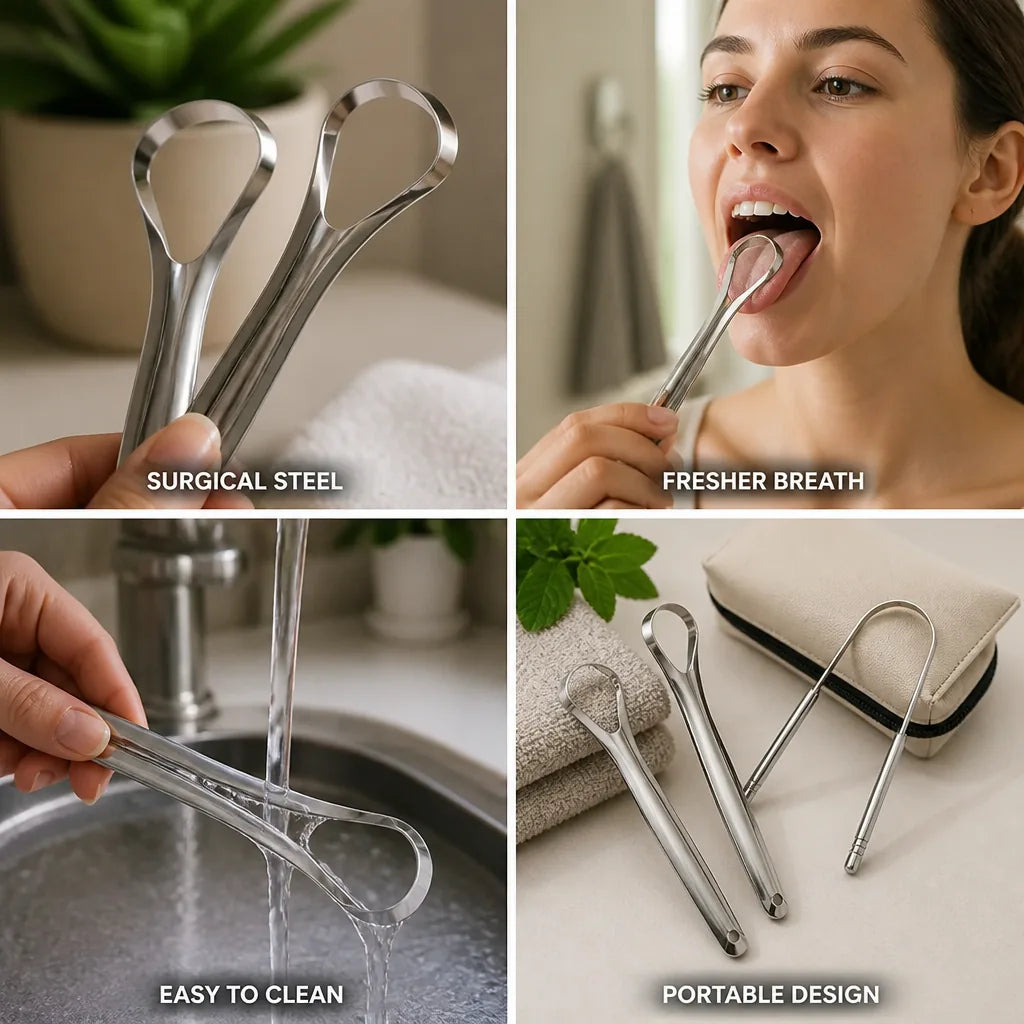 Tongue Scraper Surgical Stainless Steel Ergonomic Fresh Breath