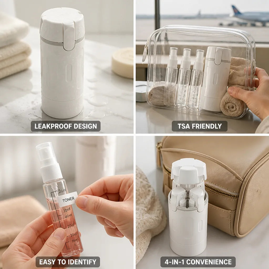 Travel Bottle Set Leakproof TSA-Compliant 30ml 4-Pack
