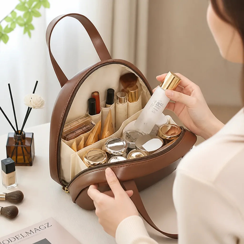 Travel Cosmetic Bag Waterproof Smart Compartments Fits Full-Size Bottles