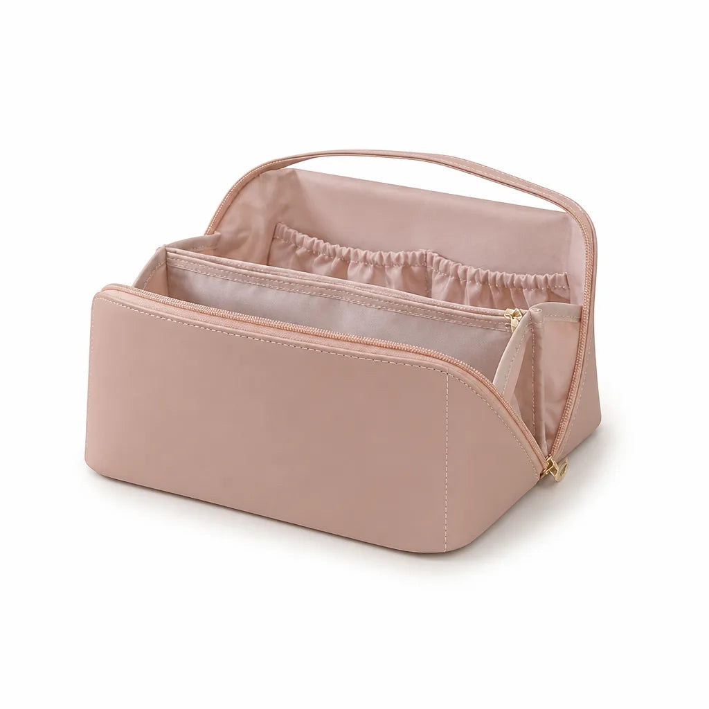 Travel Makeup Bag Large Capacity Water-Resistant PU Leather