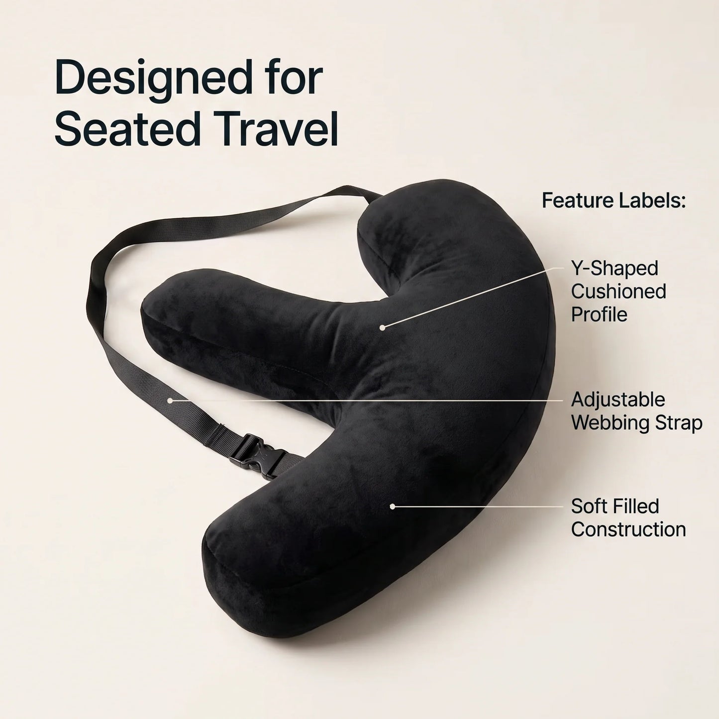 Travel Neck Pillow Adjustable Y-Shaped Ergonomic