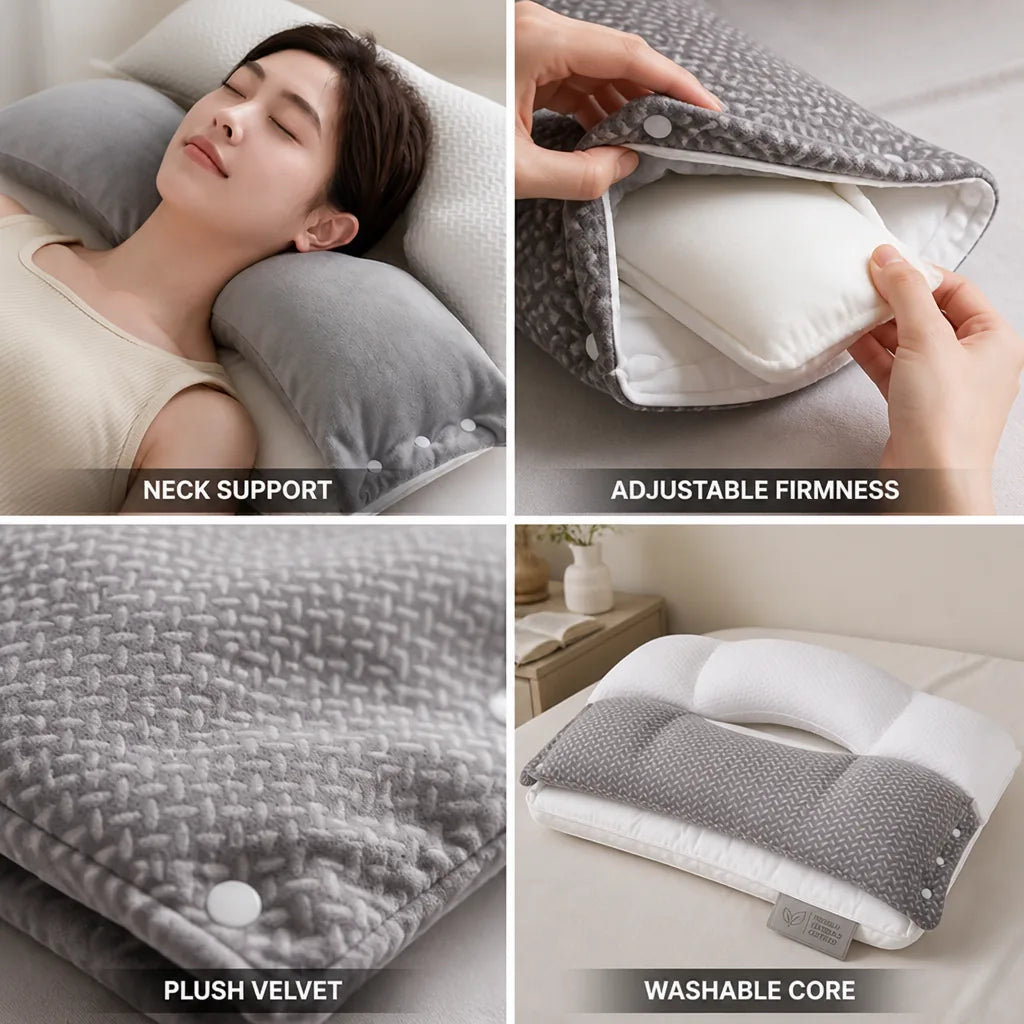 Travel Neck Pillow Contoured Double-Layer Removable Core