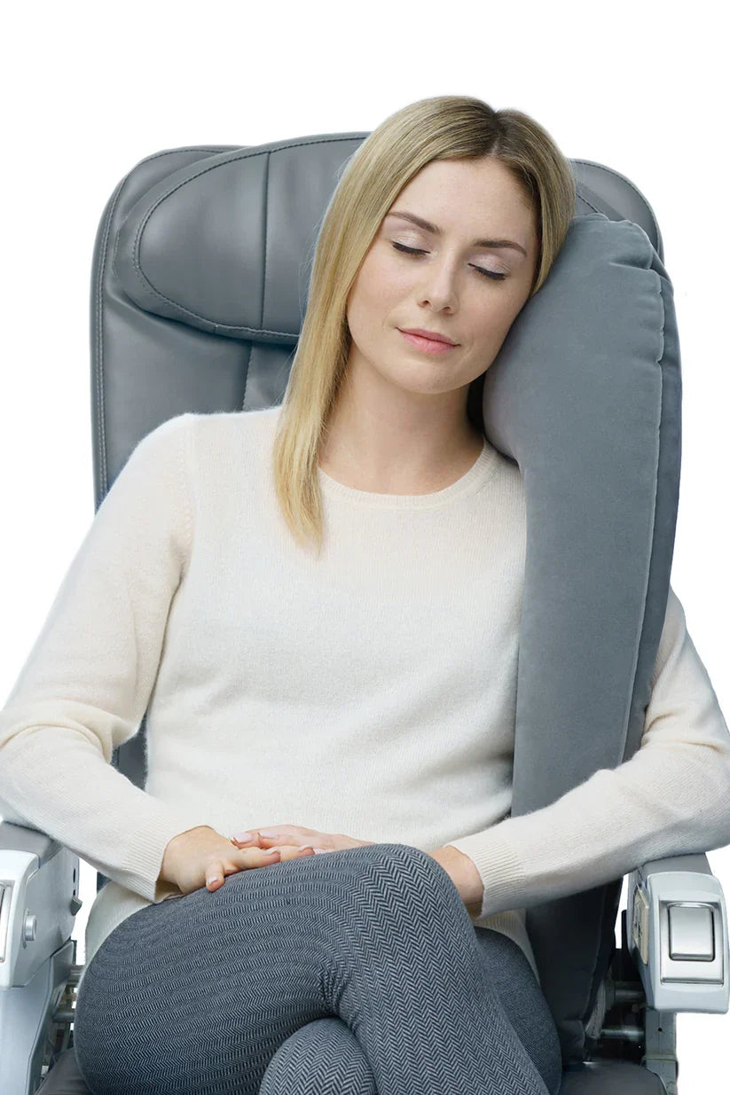 Travel Neck Pillow Ergonomic Inflatable Plush Cover