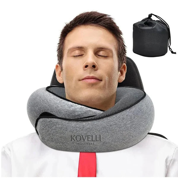 Travel Neck Pillow Ergonomic Memory Foam & Washable Cover