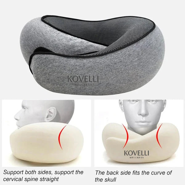 Travel Neck Pillow Ergonomic Memory Foam & Washable Cover