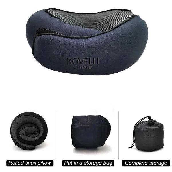 Travel Neck Pillow Ergonomic Memory Foam & Washable Cover