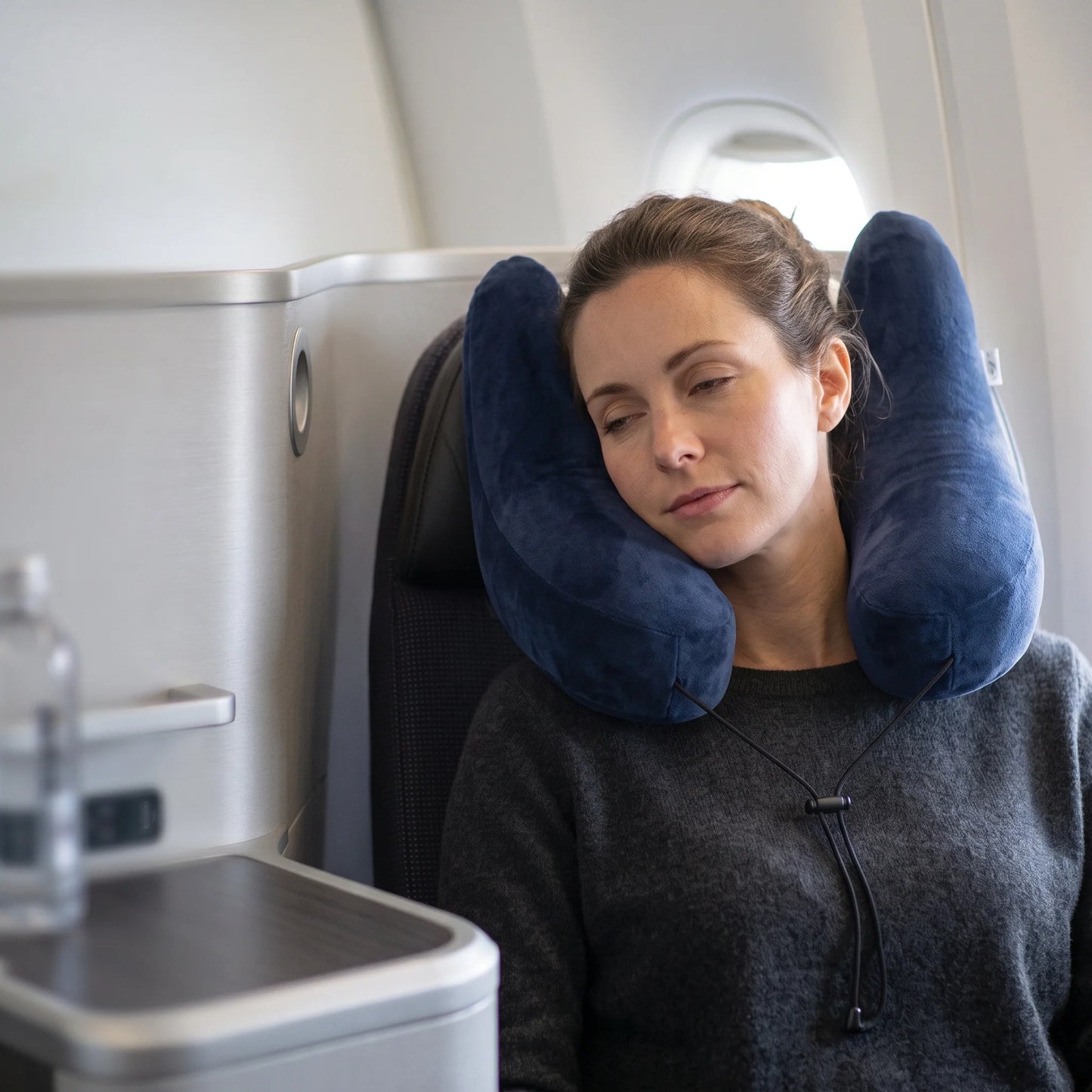 Travel Neck Pillow Inflatable Removable Blackout Hood