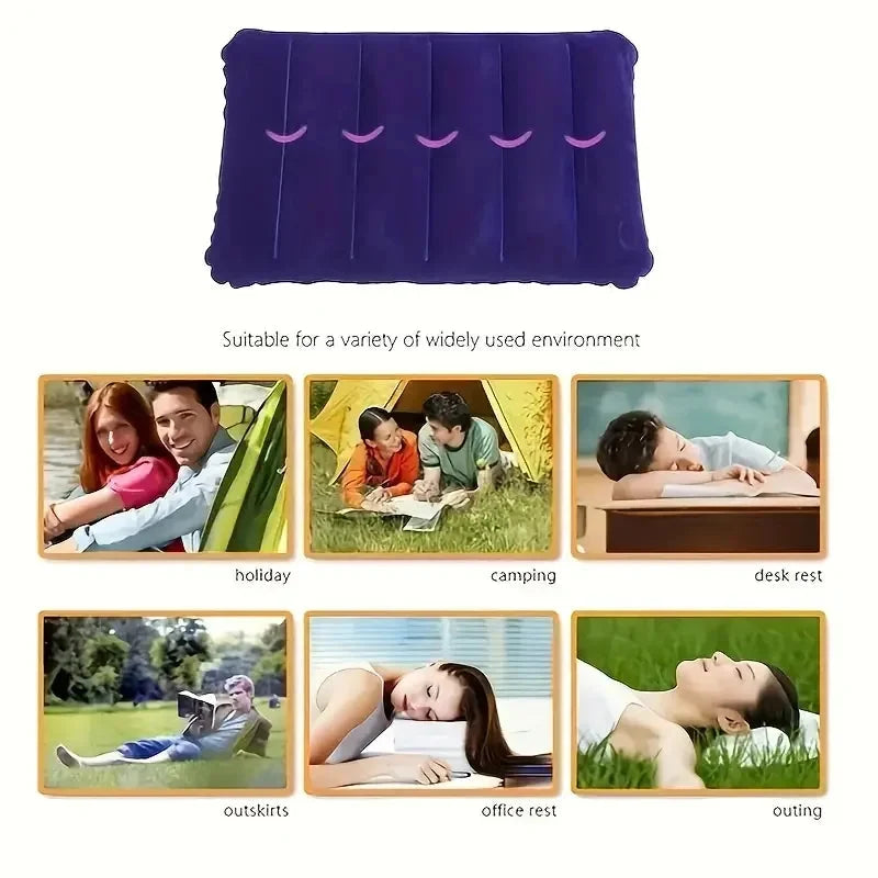 Travel Pillow Inflatable Ergonomic Flocked Surface