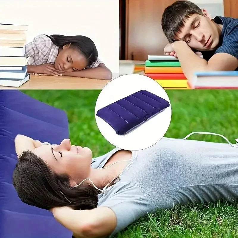 Travel Pillow Inflatable Ergonomic Flocked Surface