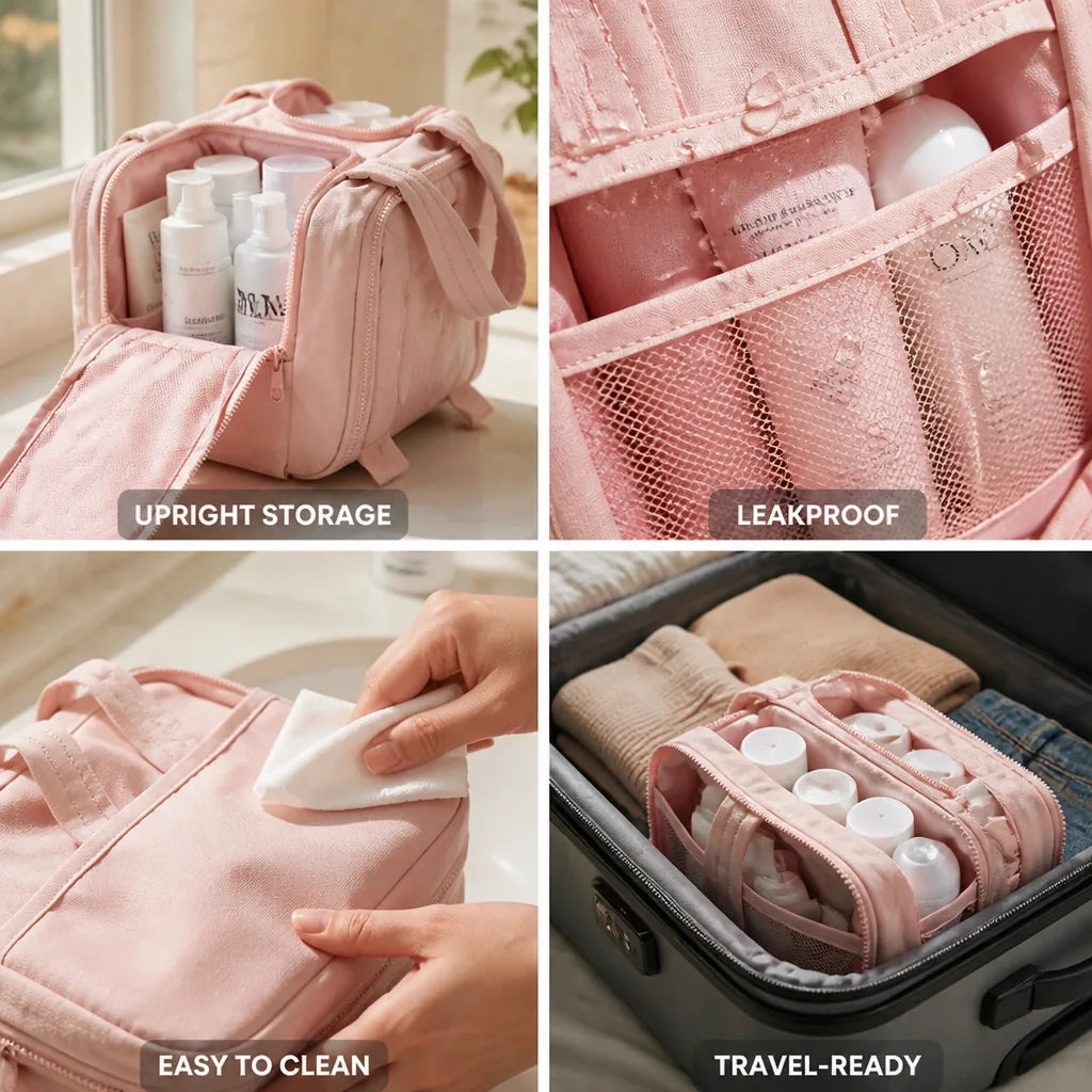 Travel Toiletry Organizer Upright & Leakproof Multiple Colors
