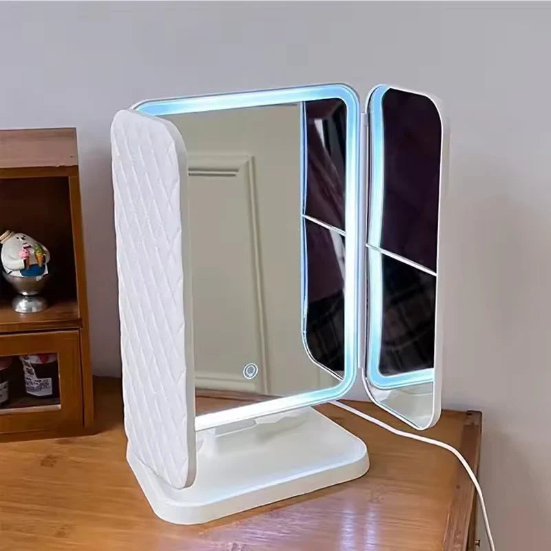 Tri-Fold Vanity Mirror Dimmable LED & 3x Magnification