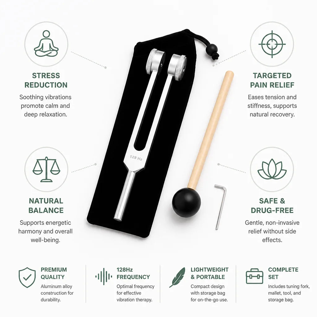 Tuning Fork Set Aluminum Alloy Silicone Mallet Storage Bag