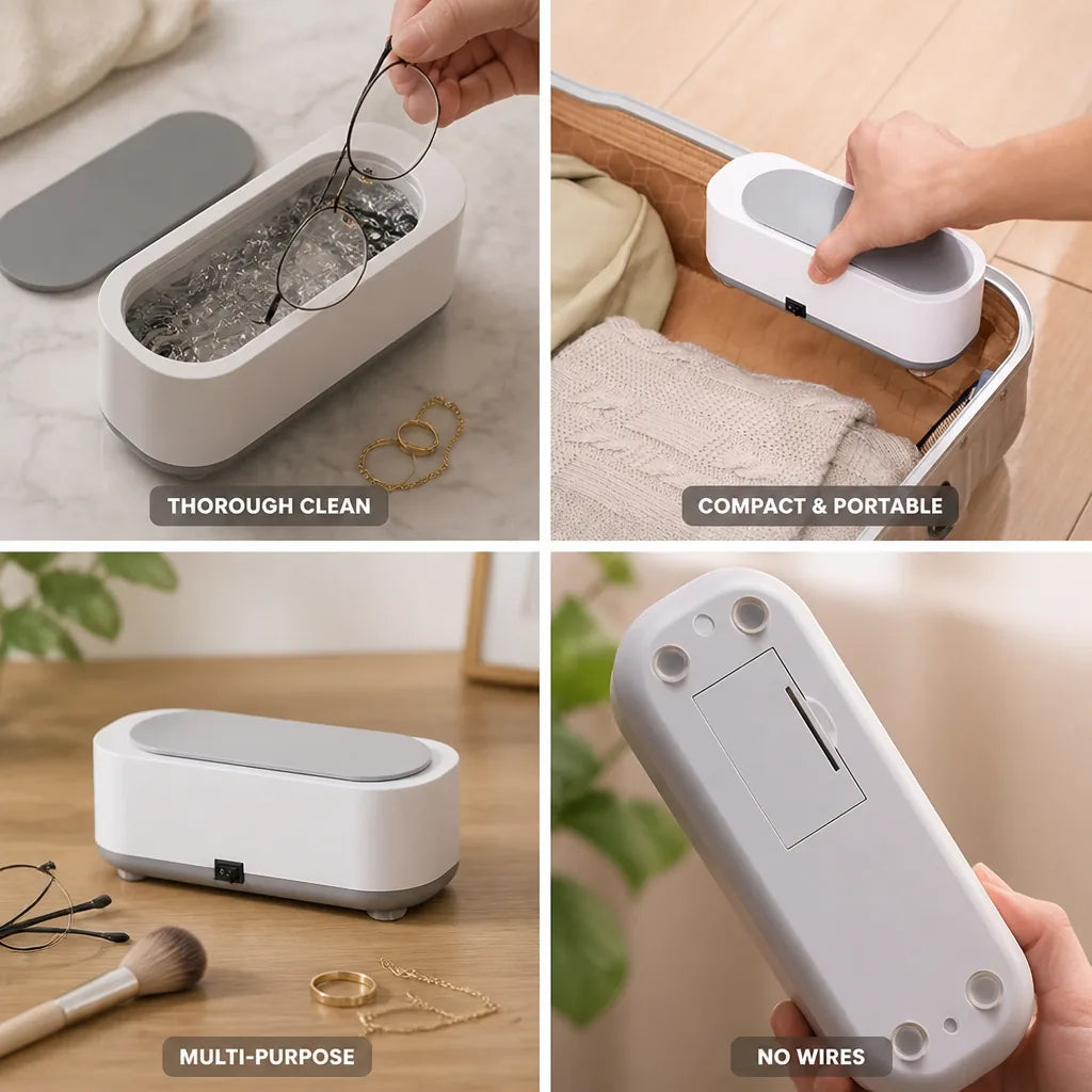 Ultrasonic Cleaner Compact 3-Minute Cycle 45000Hz