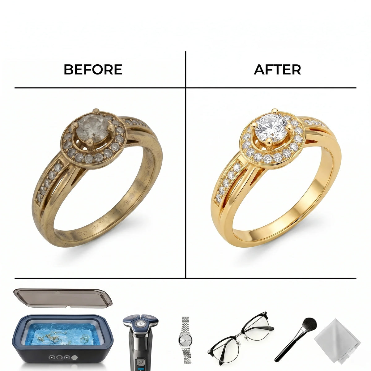 Ultrasonic Cleaner Portable Deep Cleaning Jewelry & Glasses