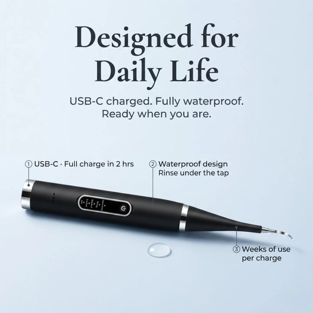 Ultrasonic Dental Scaler Dual-Use USB-C Rechargeable 6 Brush Heads