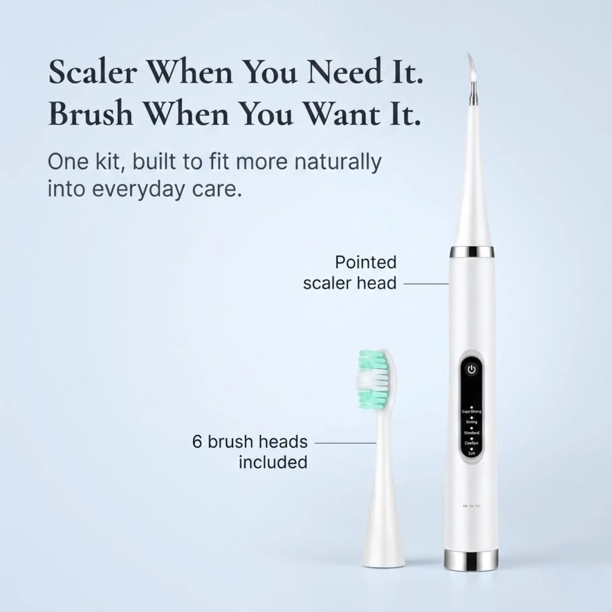 Ultrasonic Dental Scaler Dual-Use USB-C Rechargeable 6 Brush Heads