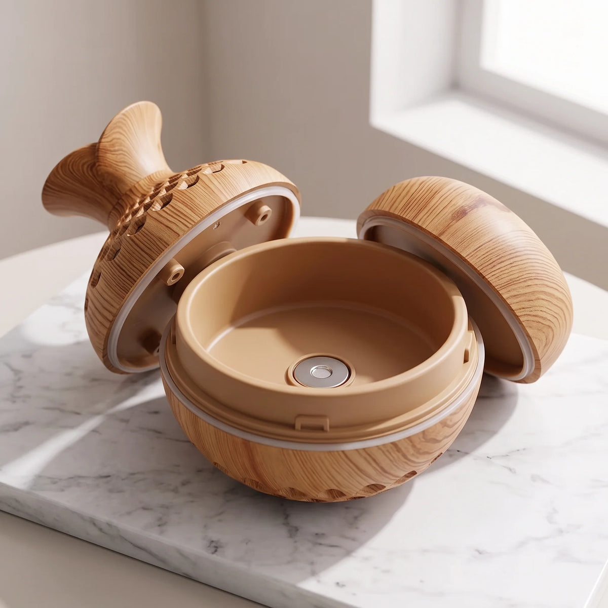 Ultrasonic Humidifier & Diffuser Wood Grain Finish Ambient Light