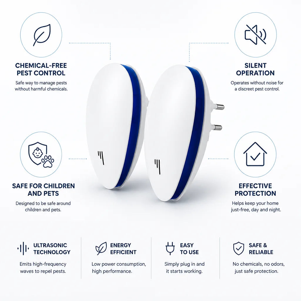 Ultrasonic Pest Repeller Plug-In Chemical-Free 2-Pack