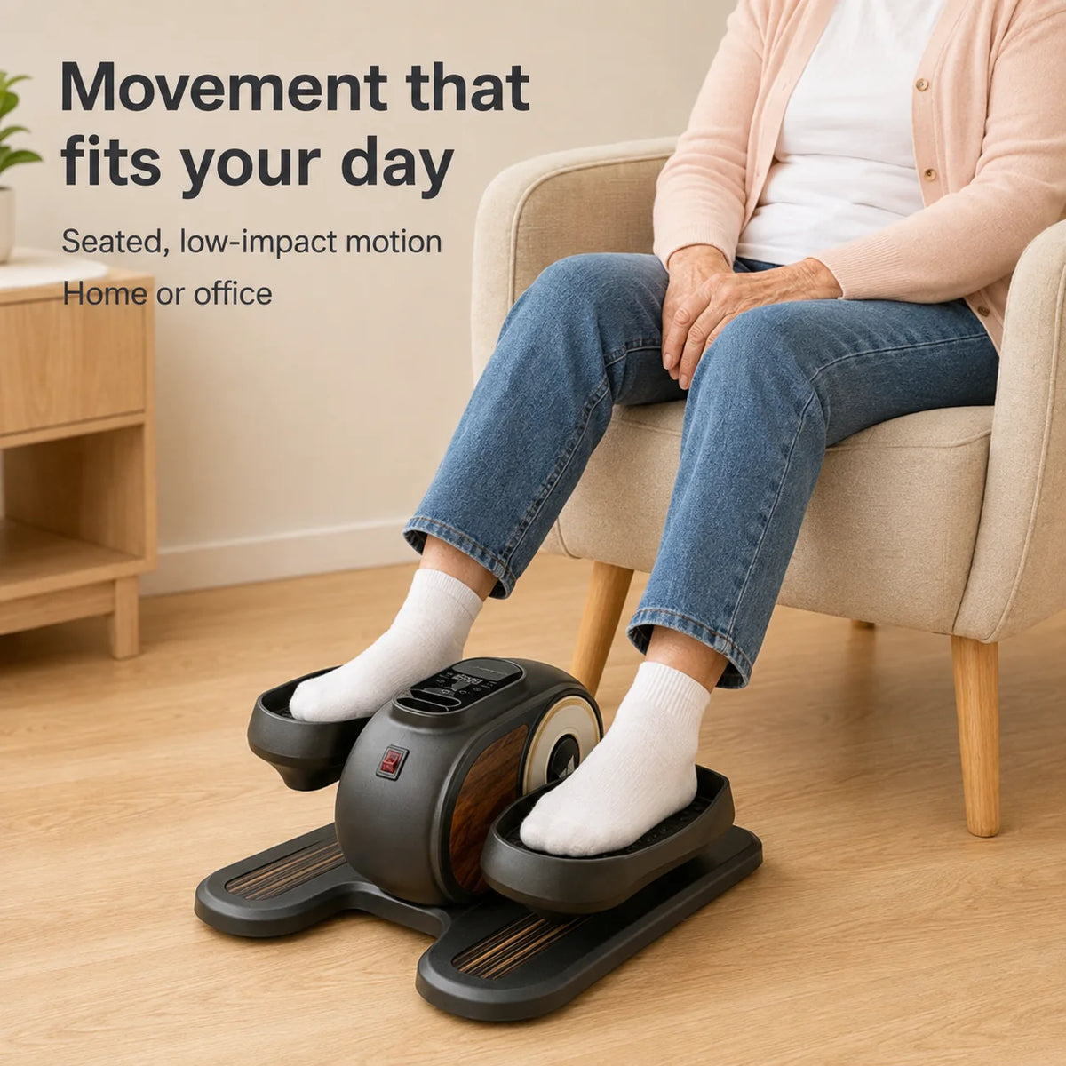 Under-Desk Elliptical Motor-Assisted 12 Speeds Remote & LED Display