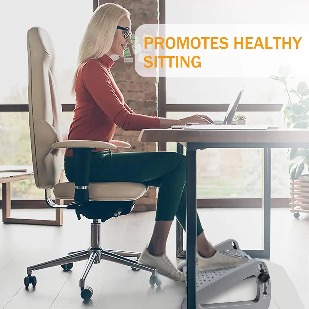 Under-Desk Foot Rest Tilting Platform & Massage Rollers