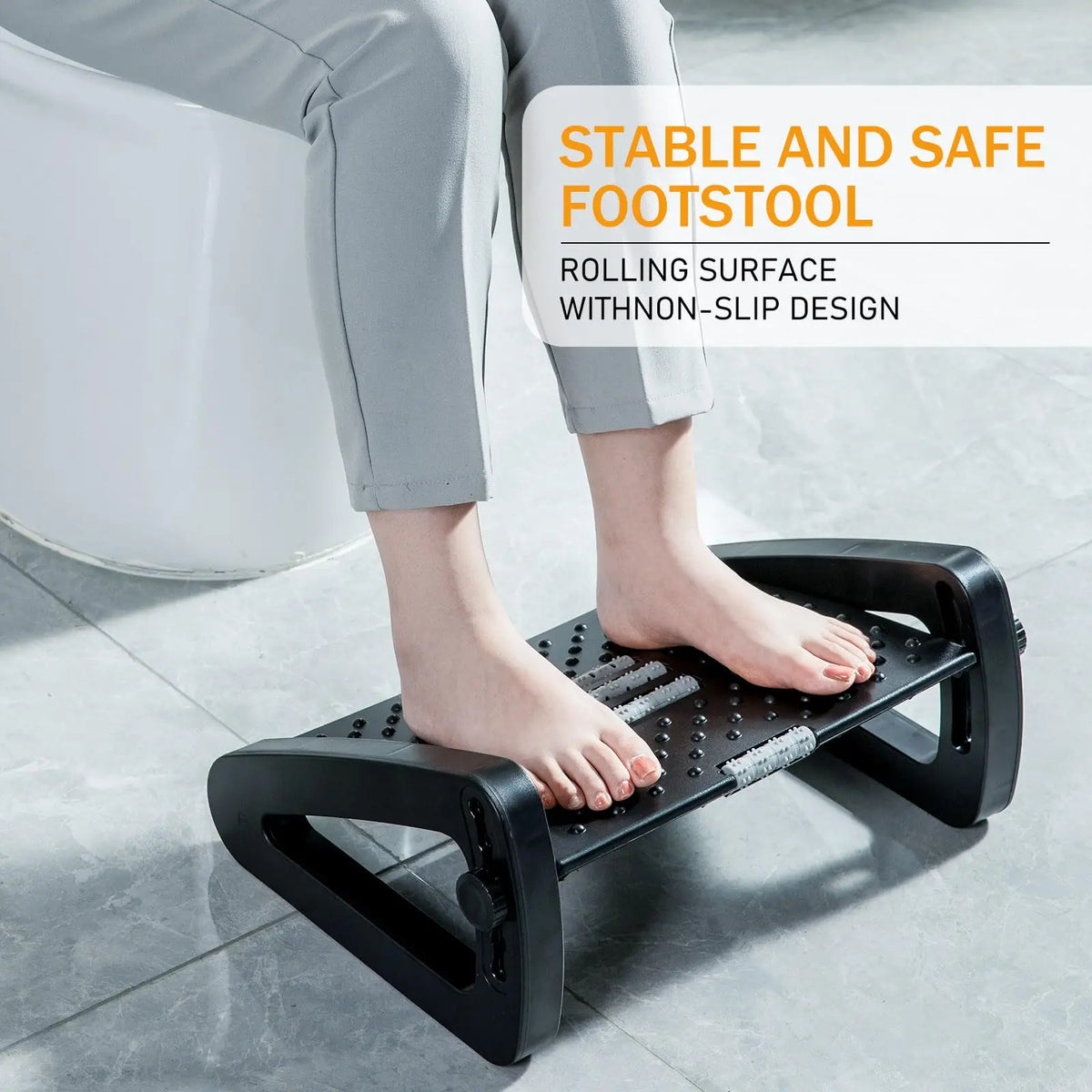 Under-Desk Foot Rest Tilting Platform & Massage Rollers