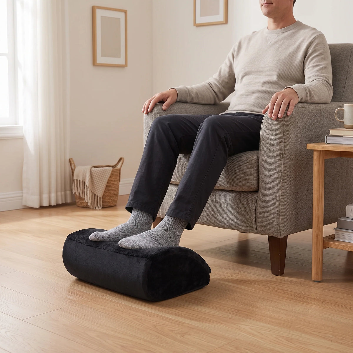 Under-Desk Footrest Plush Pocket Cushioned Support