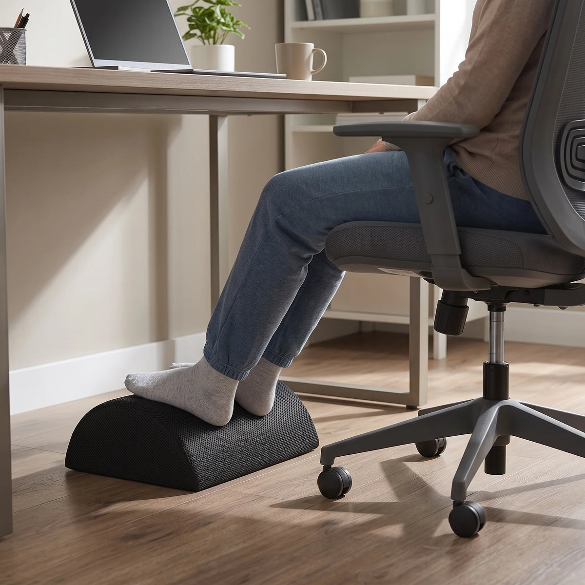 Under-Desk Footrest Reversible Ergonomic Foam Rocking Support