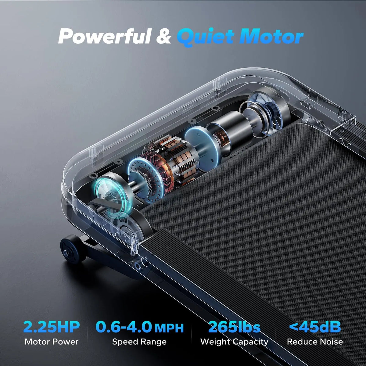 Under-Desk Treadmill Whisper-Quiet 9% Electric Incline Bluetooth App