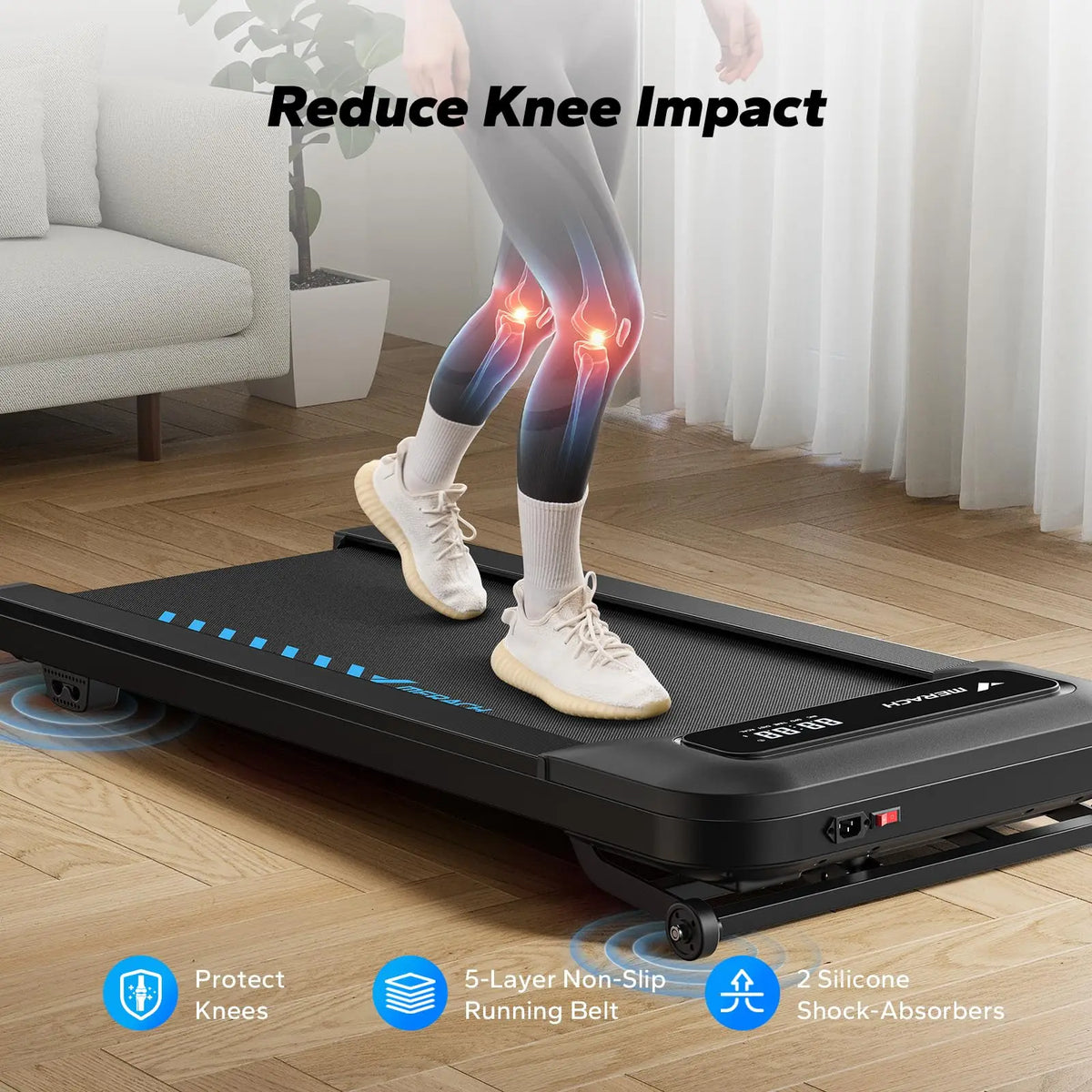 Under-Desk Treadmill Whisper-Quiet 9% Electric Incline Bluetooth App