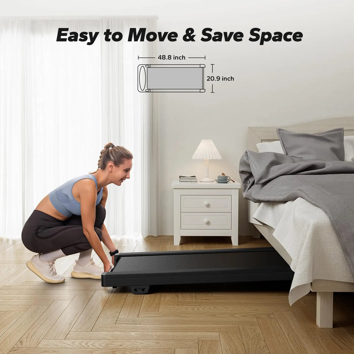 Under-Desk Treadmill Whisper-Quiet 9% Electric Incline Bluetooth App