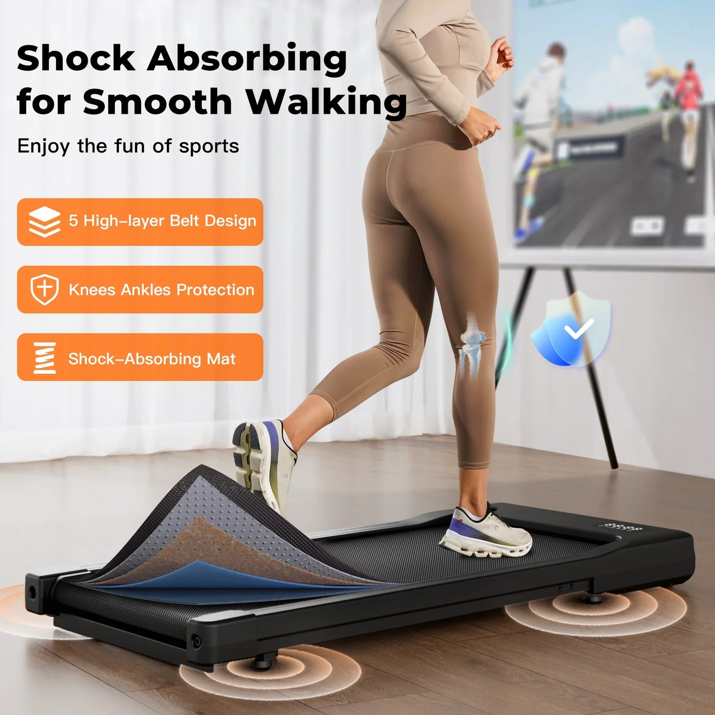 Under-Desk Walking Pad Slim 3.9-Inch Ultra-Quiet Motor