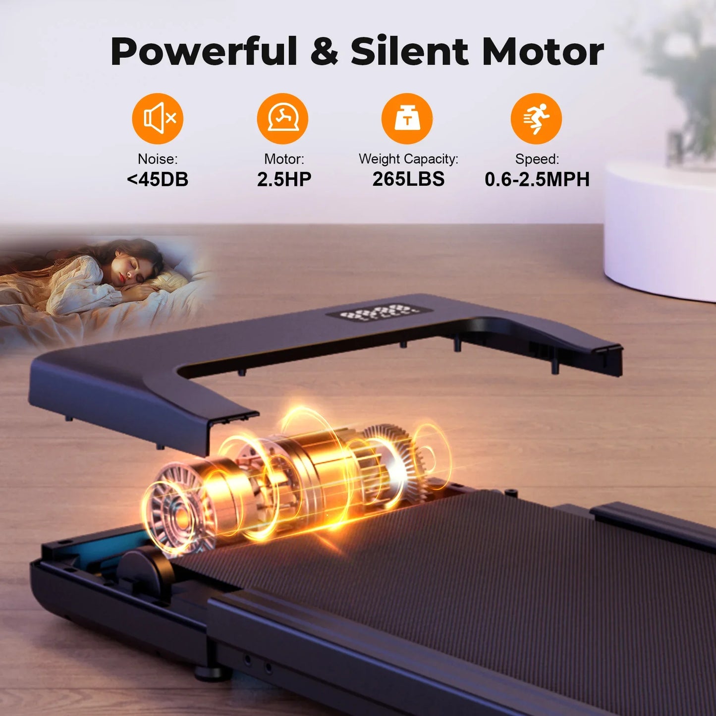 Under-Desk Walking Pad Slim 3.9-Inch Ultra-Quiet Motor