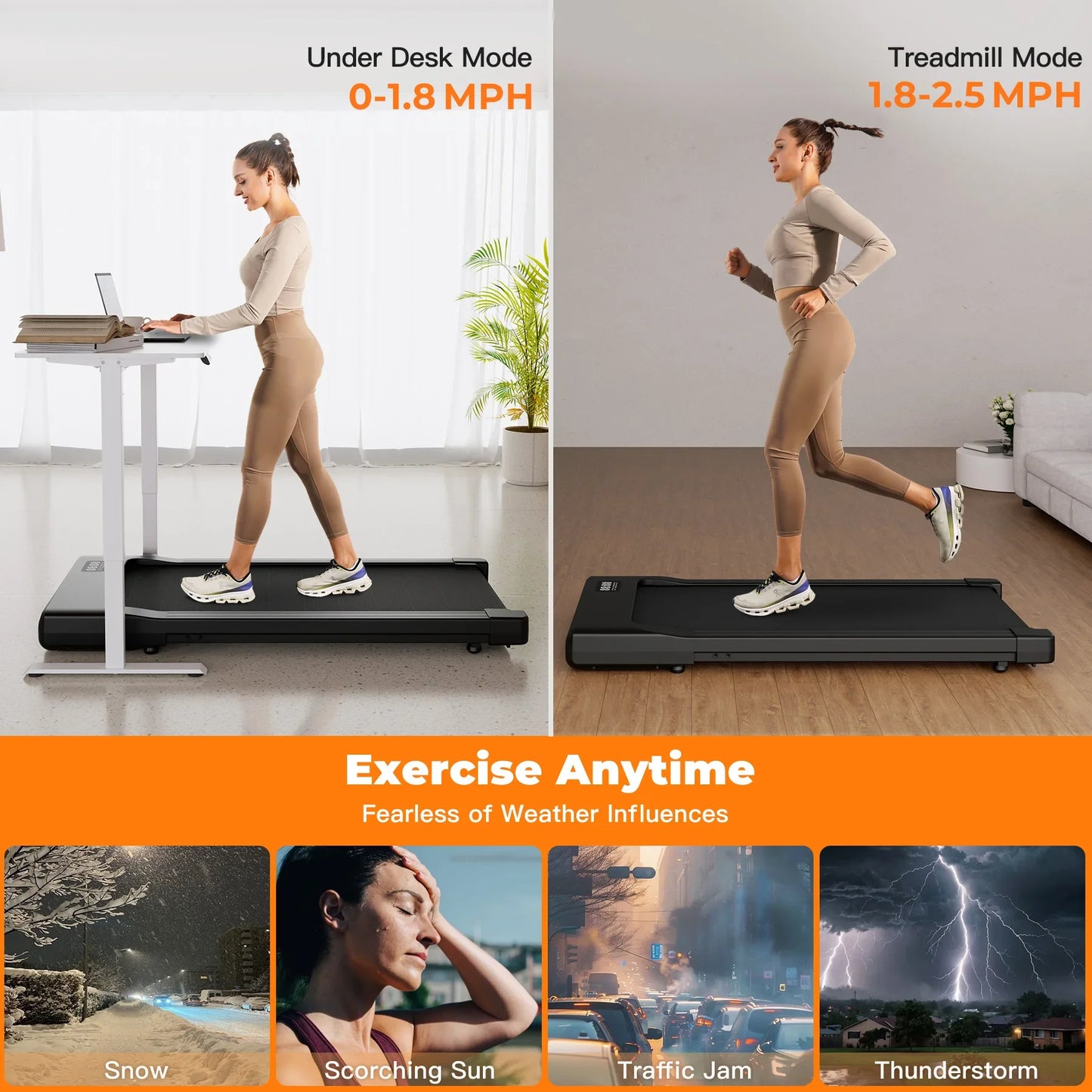 Under-Desk Walking Pad Slim 3.9-Inch Ultra-Quiet Motor