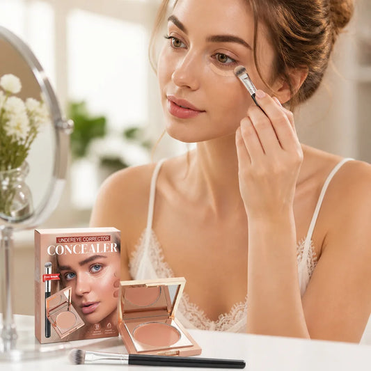 Under-Eye Corrector Peach Color-Correcting & Brightening Includes Concealer Brush