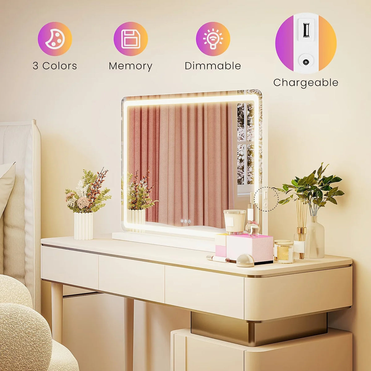 Vanity Mirror Touch Dimmable LED Wall Mounted