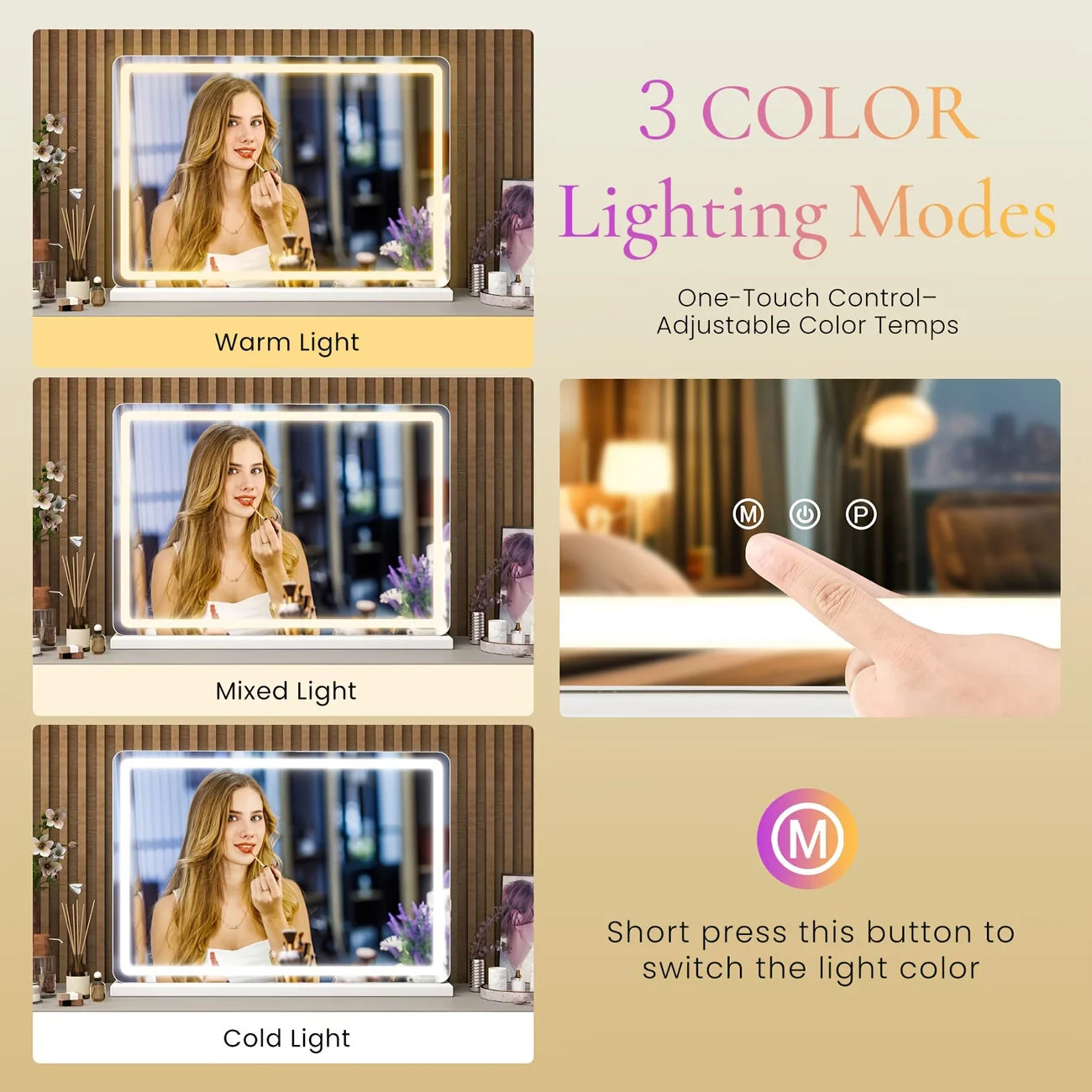 Vanity Mirror Touch Dimmable LED Wall Mounted