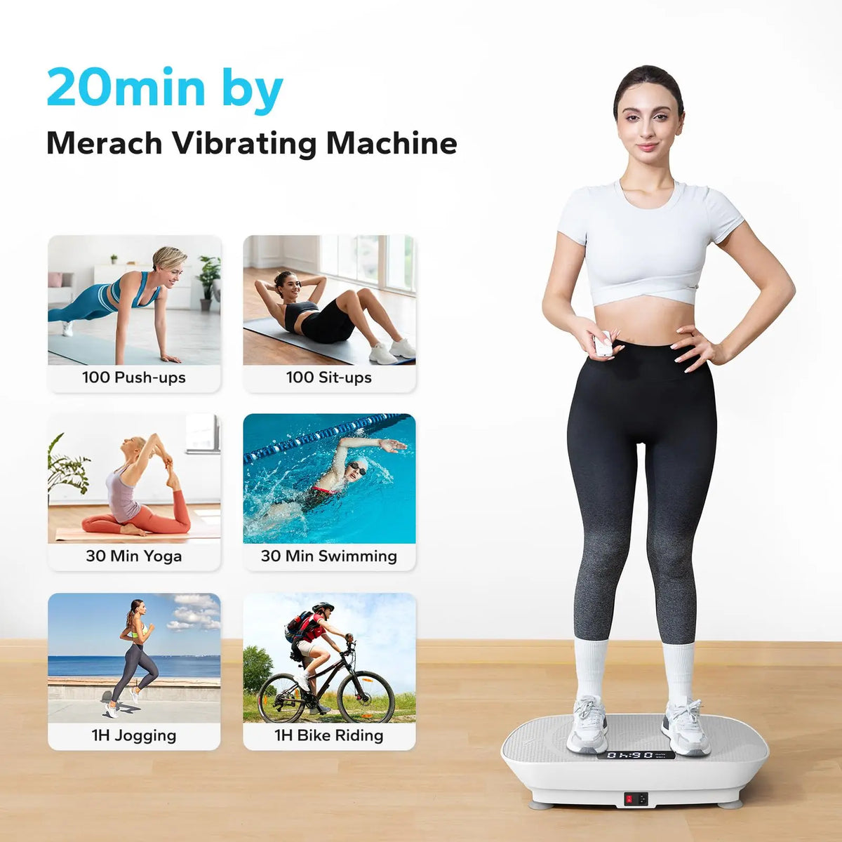 Vibration Plate 10-Speed Resistance Bands & Remote