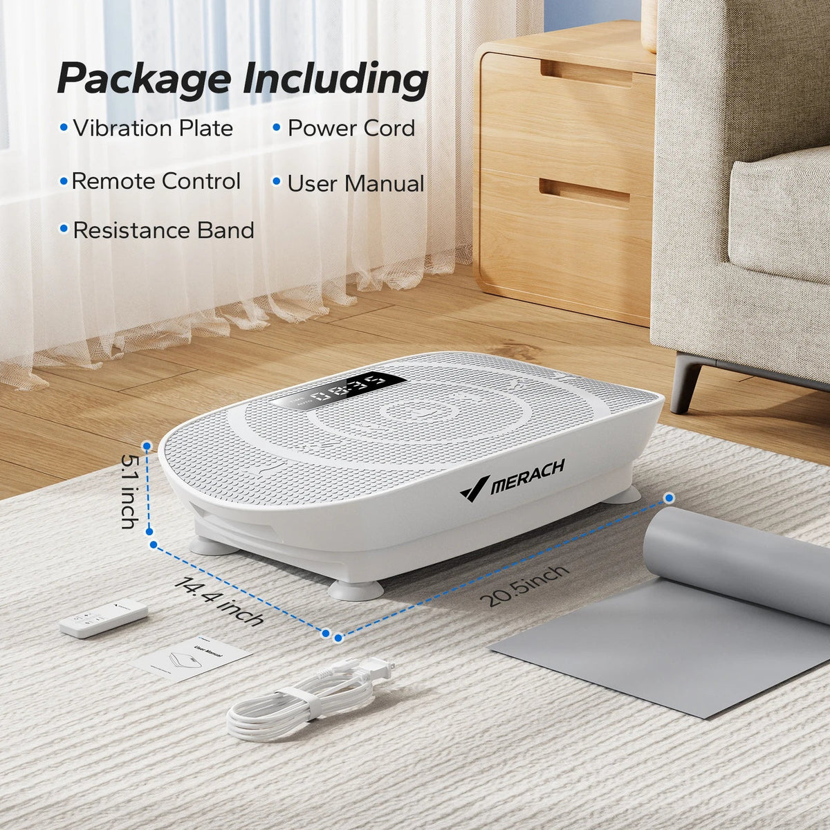 Vibration Plate 10-Speed Resistance Bands & Remote