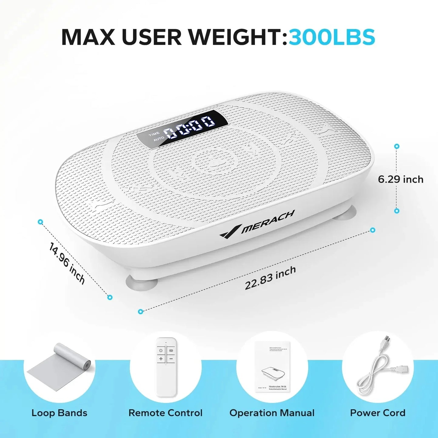 Vibration Plate 10-Speed Resistance Bands & Remote