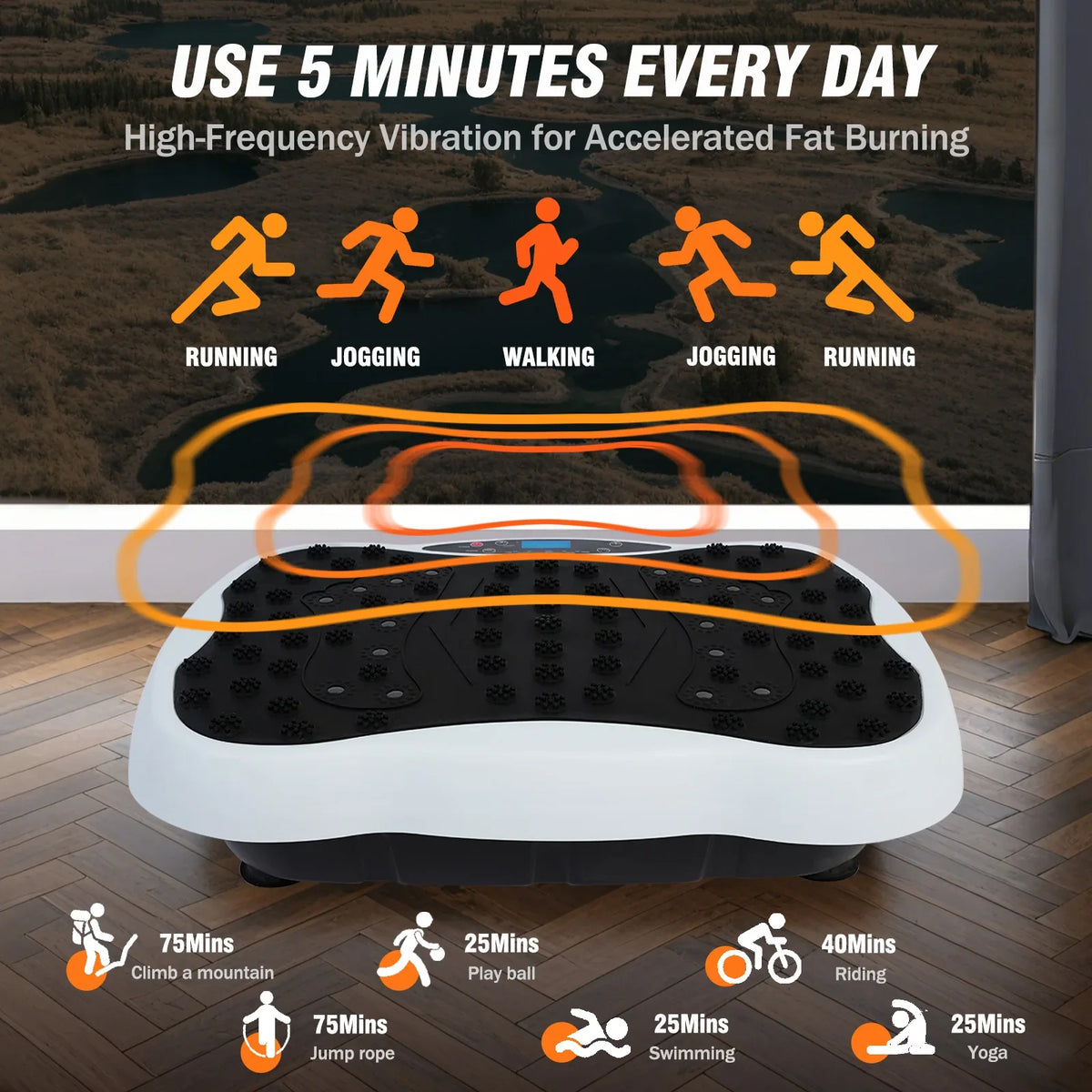 Vibration Plate 120 Speeds Dual Motor & Resistance Bands