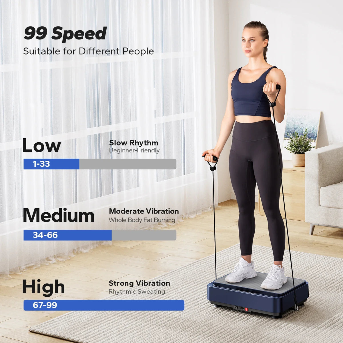 Vibration Plate 99-Speed LED & Remote Resistance Bands