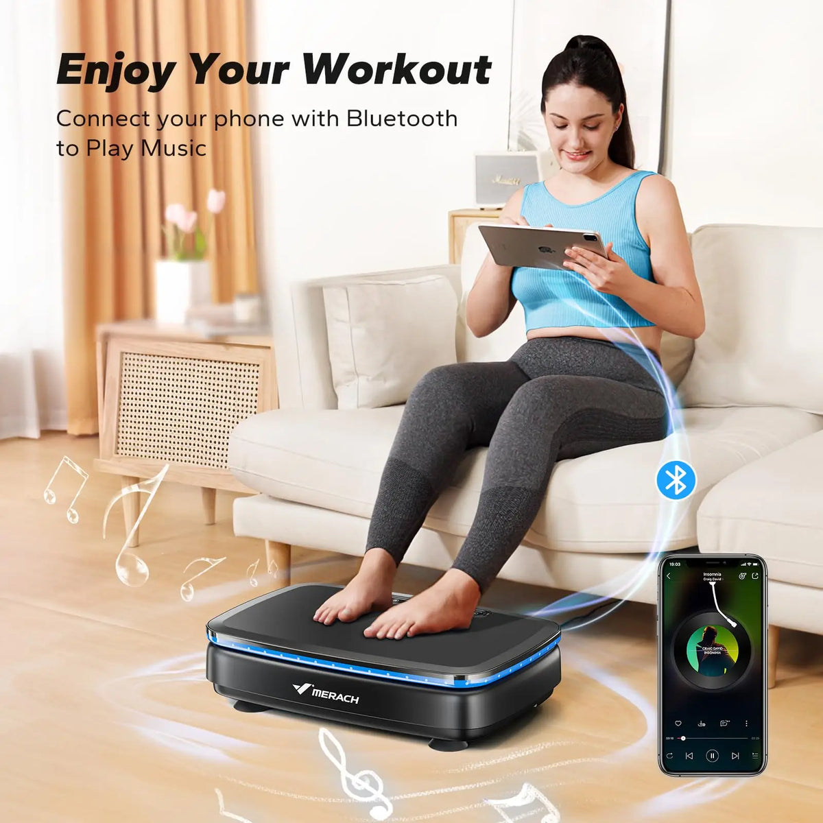 Vibration Plate 99 Speeds Bluetooth & LED