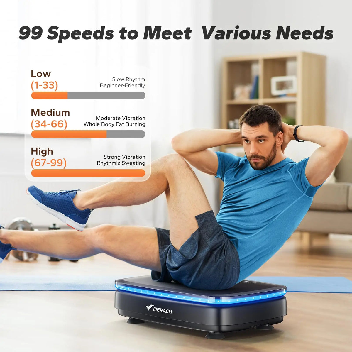 Vibration Plate 99 Speeds Bluetooth & LED