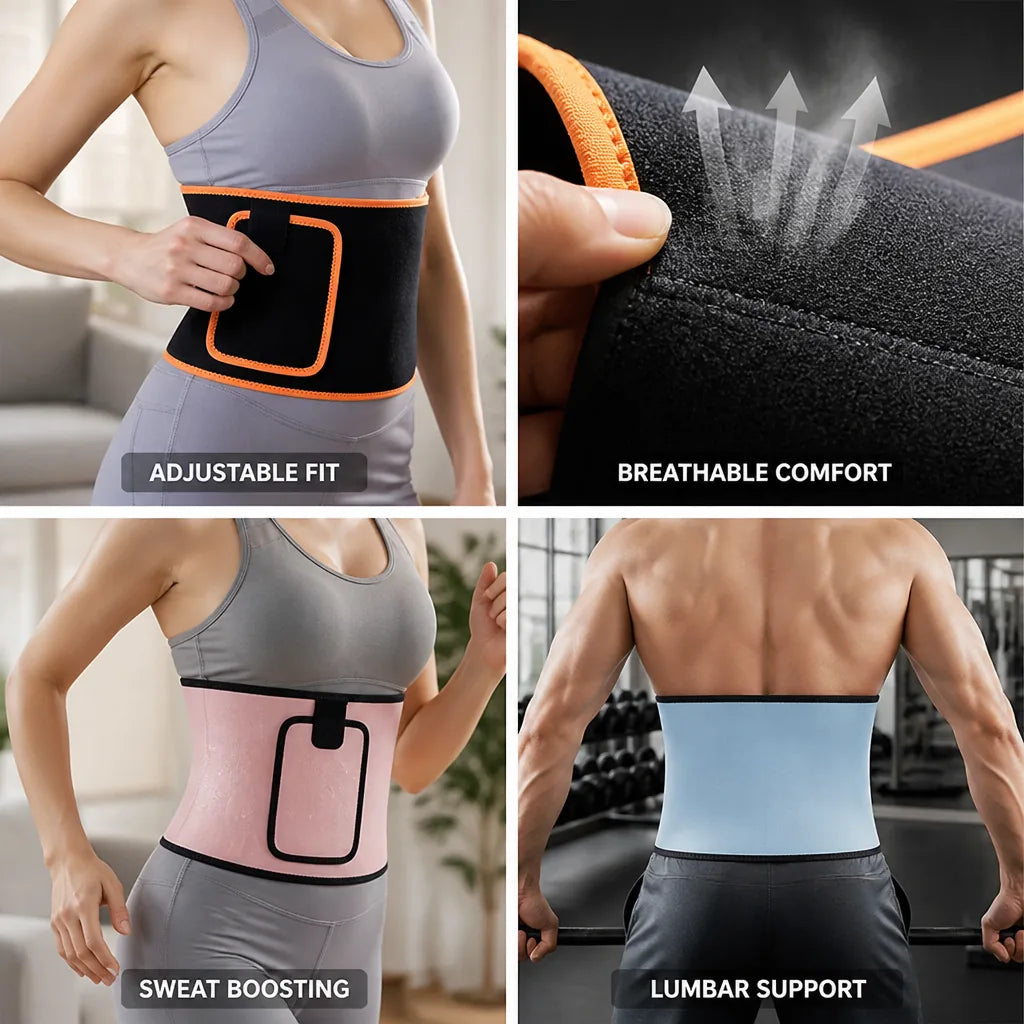 Waist Trainer Belt Breathable Neoprene Thermal Sweat-Boosting Lumbar Support